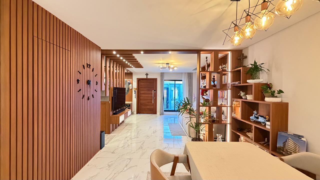 Sala, jantar e cozinha integrados